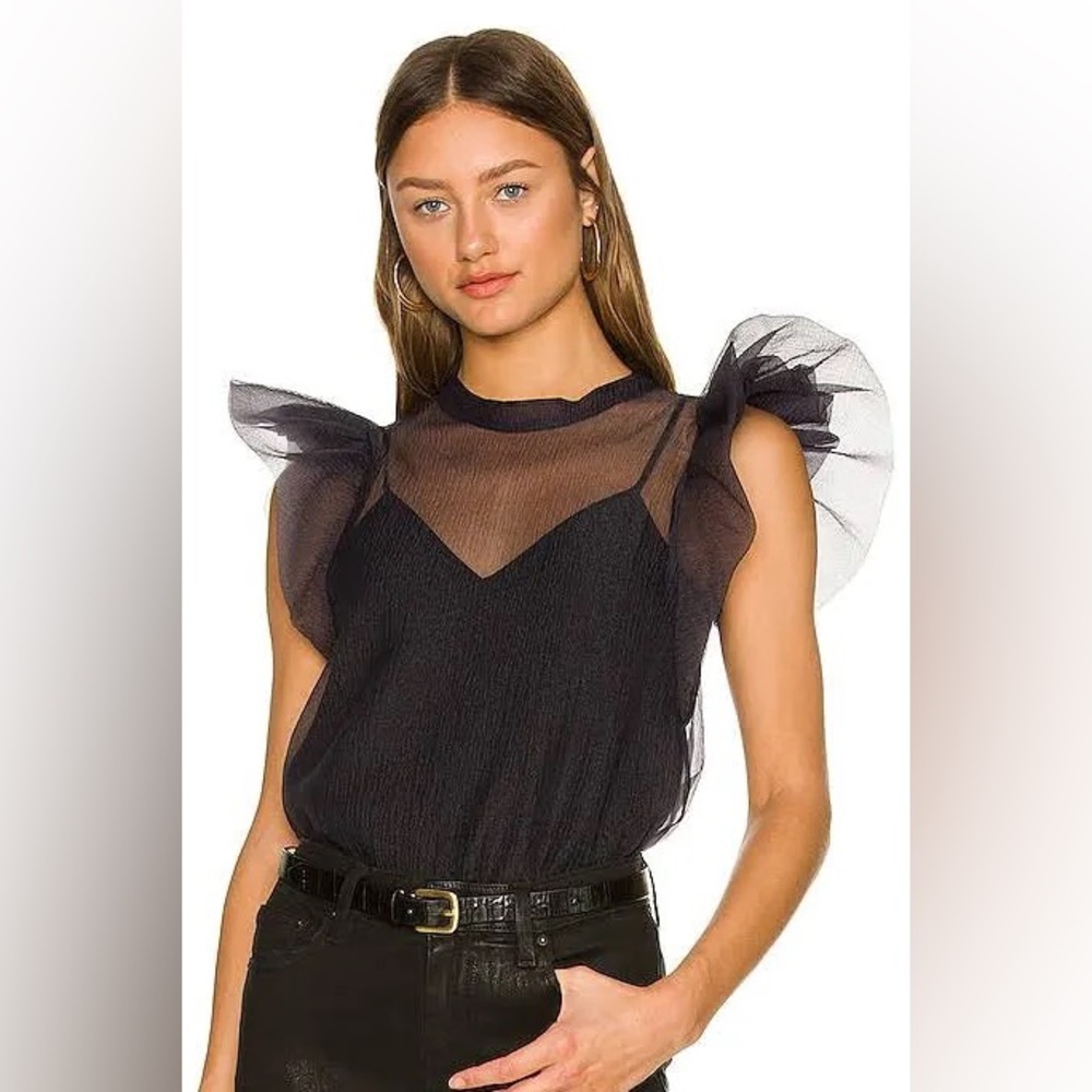 Jonathan Simkhai Black Corina Organza Top!